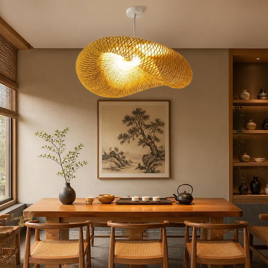 Vintage Bamboo Handwoven Pendant Light-1