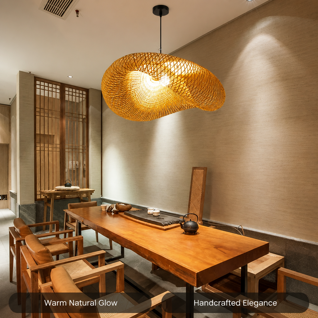 Vintage Bamboo Handwoven Pendant Light-1 - Image 2