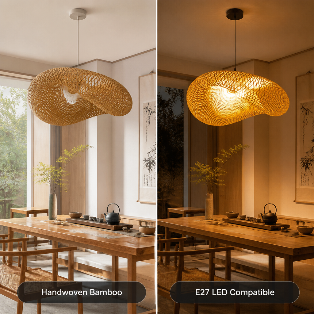 Vintage Bamboo Handwoven Pendant Light-1 - Image 3
