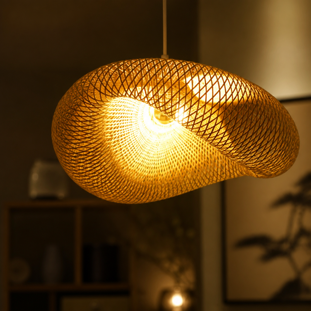 Vintage Bamboo Handwoven Pendant Light-1 - Image 4