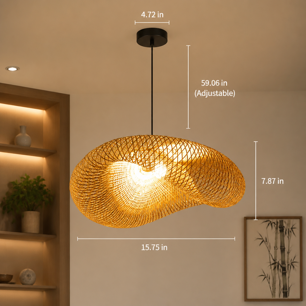 Vintage Bamboo Handwoven Pendant Light-1 - Image 6